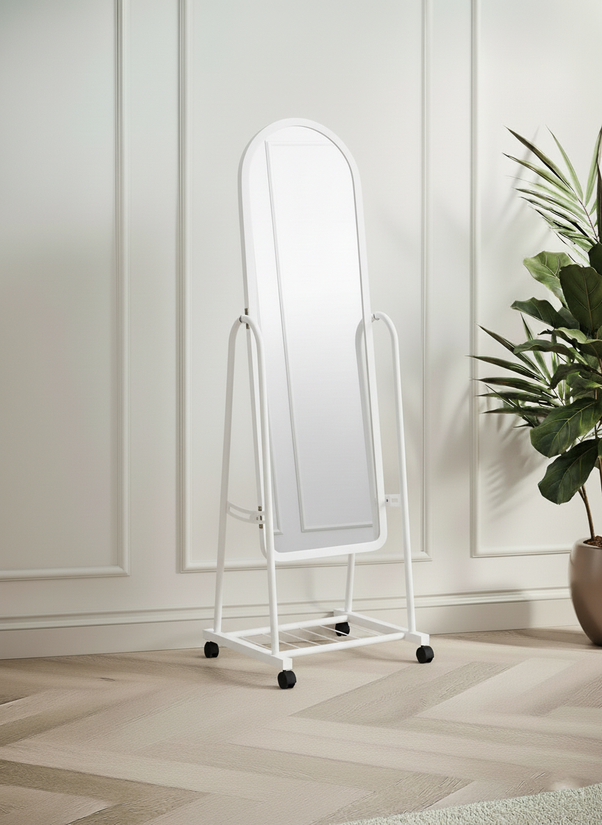 Miroir sur pied avec roulette dressing