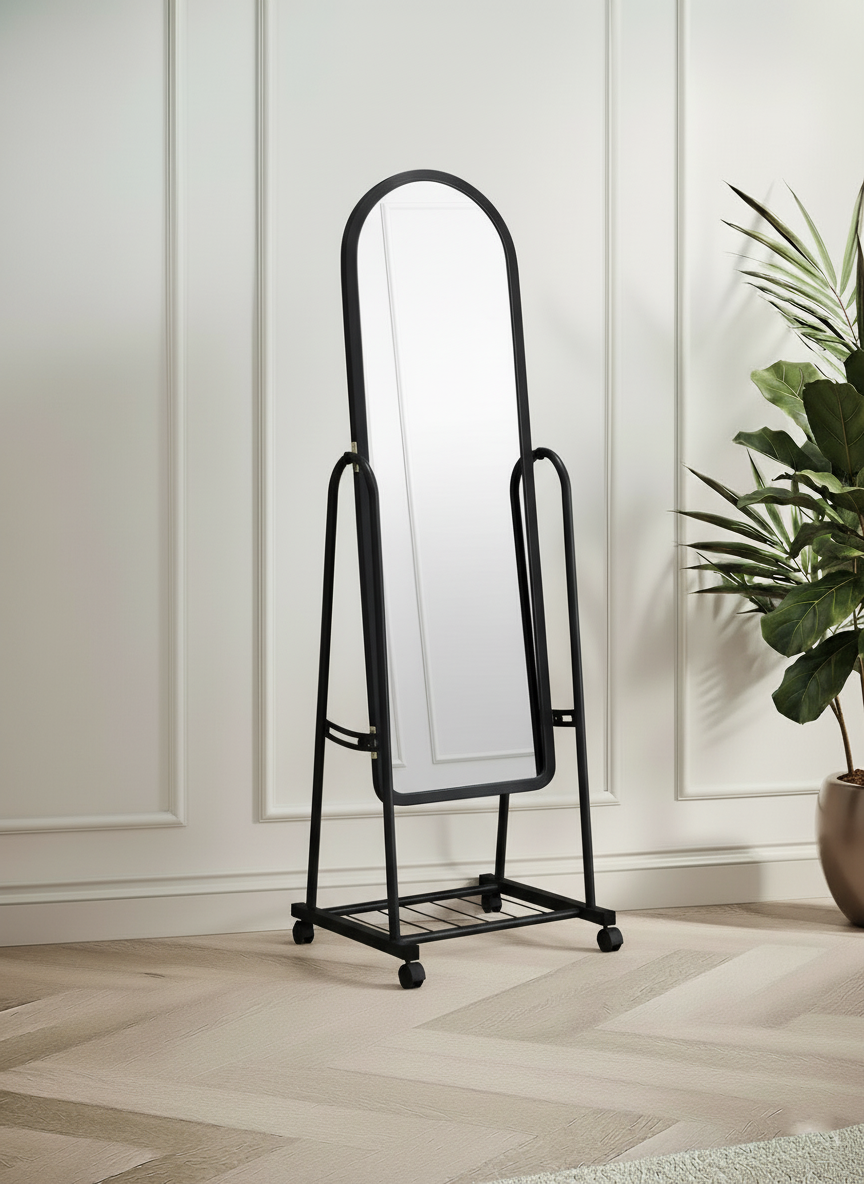 Miroir sur pied avec roulette dressing